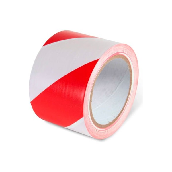 Top Tape And Label. Global Industrial Striped Hazard Warning Tape 3inW x 108L 5 Mil Red/White 1 Roll 670652RW - main